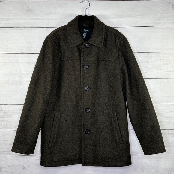 J. Crew Men's Uniform Green Insulated Wool Jacket Size S - Picture 1 of 11
